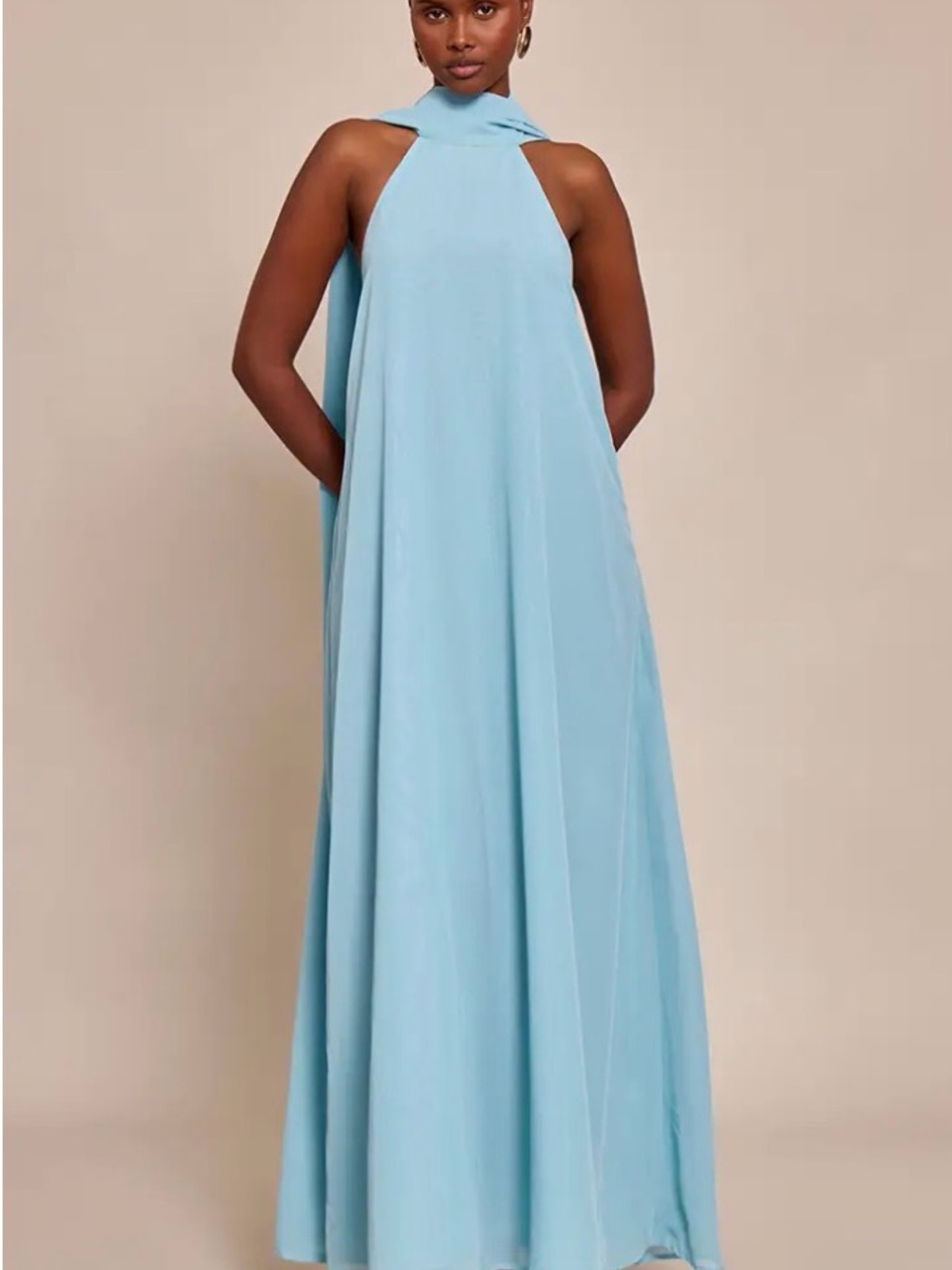 Blue Halter Maxi Dress